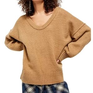 NWT Free People Brookside Tunic Oversized Sweater Camel Medium